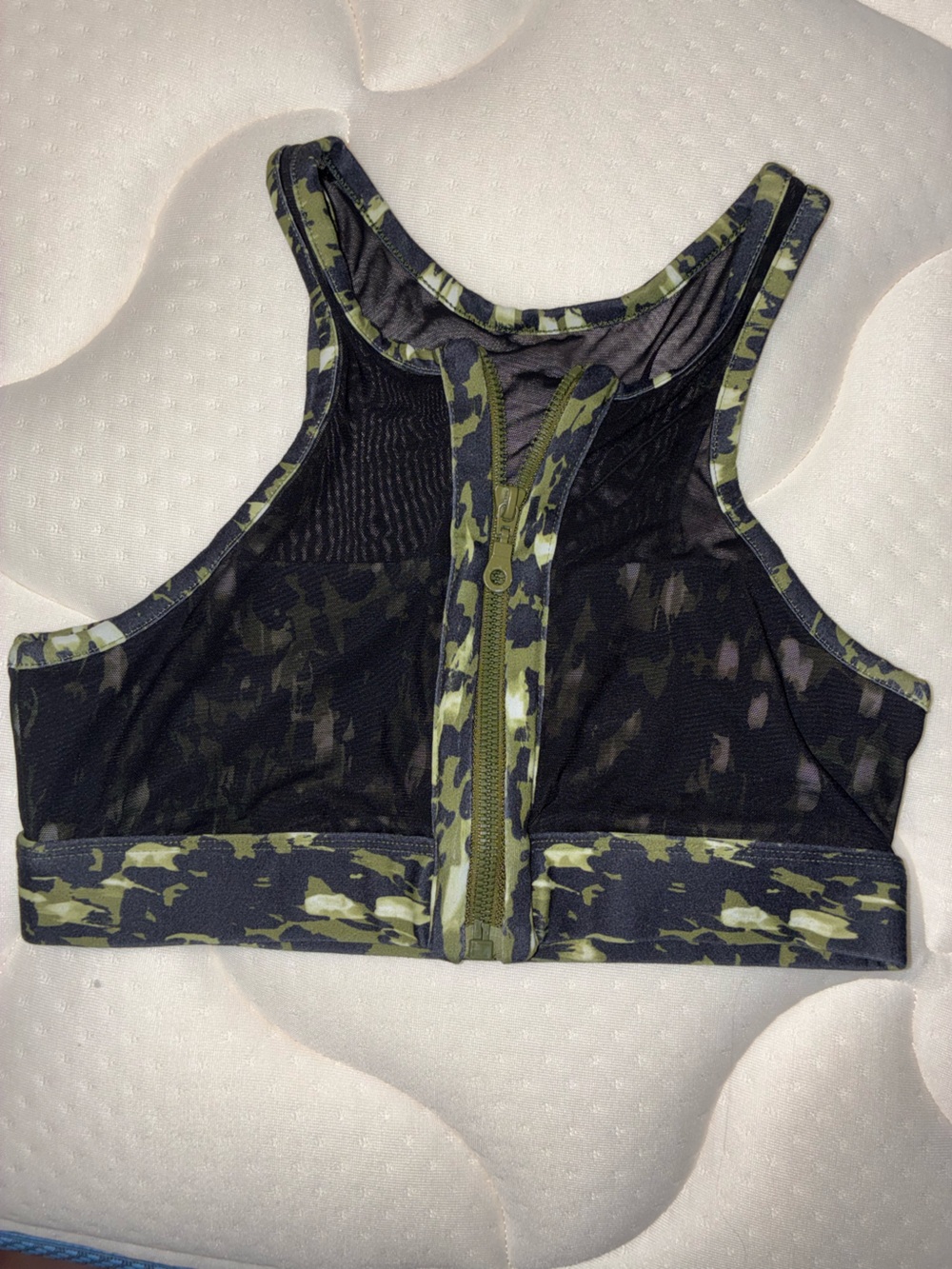 C.C Olive Green & Black Mesh Camouflage Sports Bra